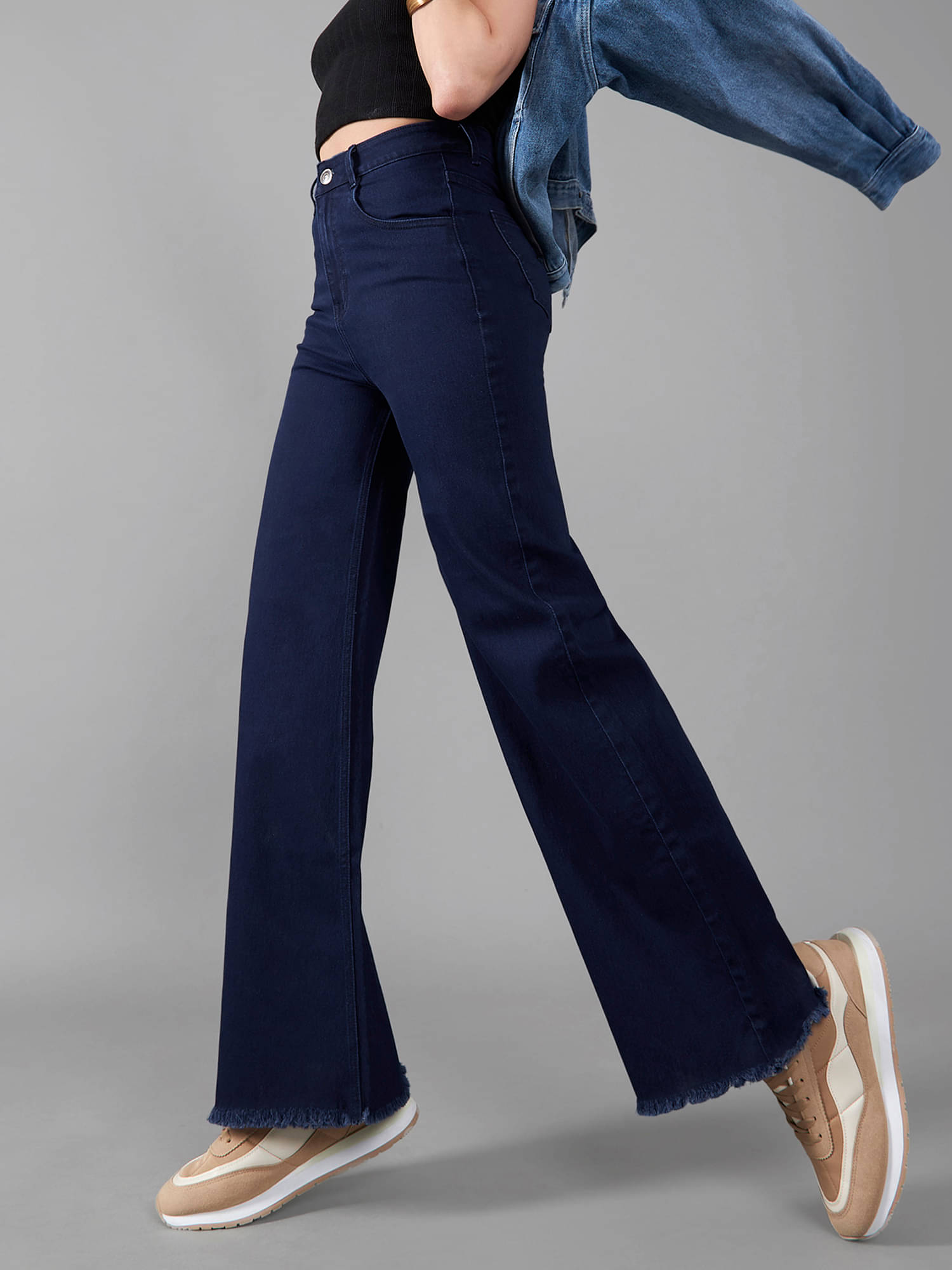     			Dolce Crudo Women's Wide Leg High-Rise Jeans ( Blue )