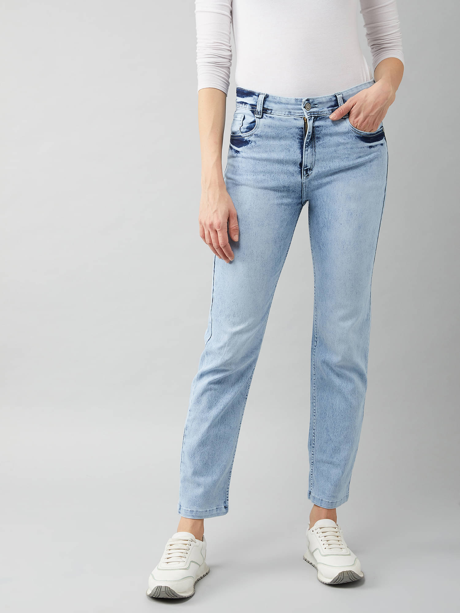     			Dolce Crudo Women's Wide Leg High-Rise Jeans ( Blue )
