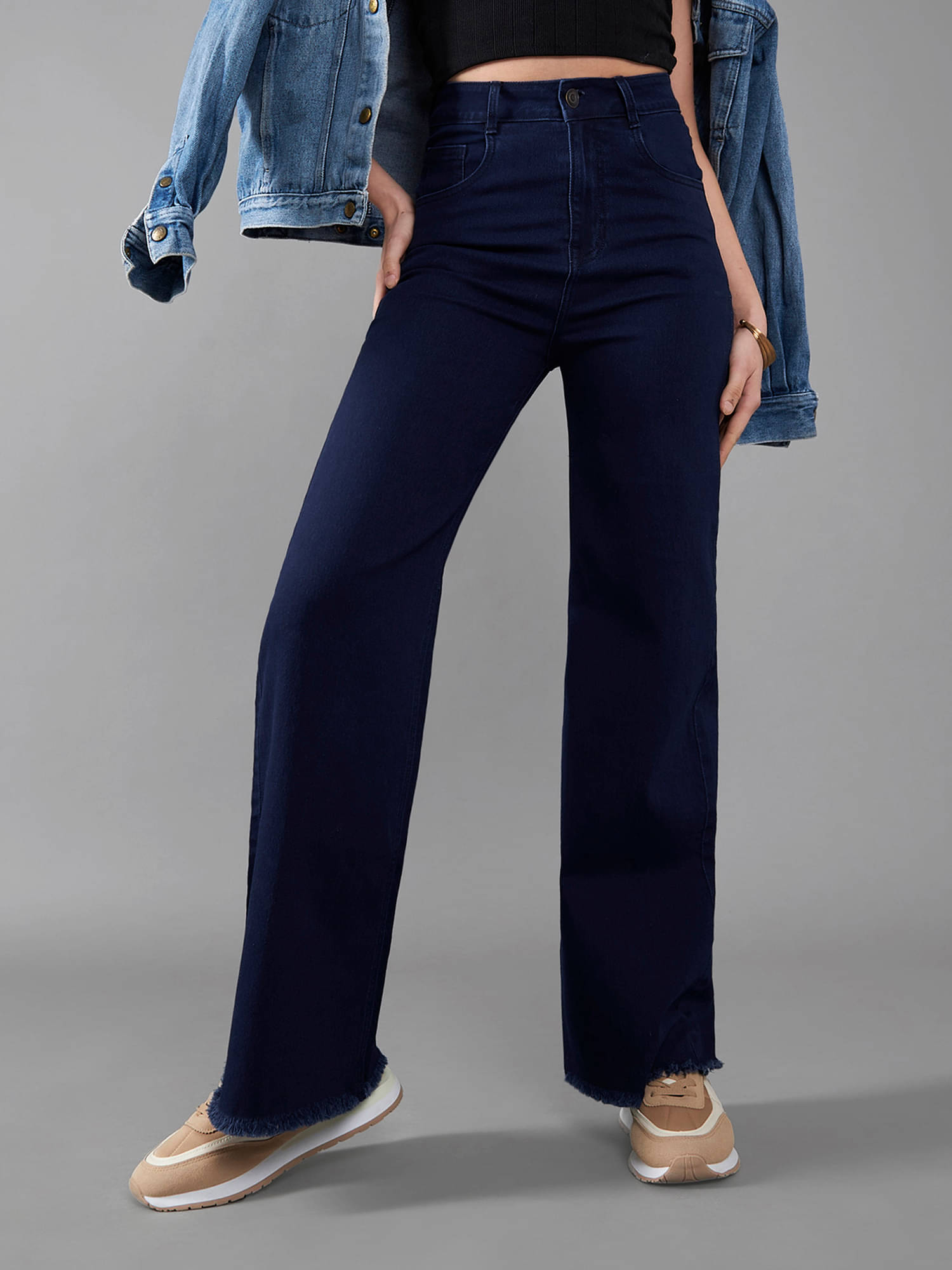     			Dolce Crudo Women's Wide Leg High-Rise Jeans ( Blue )