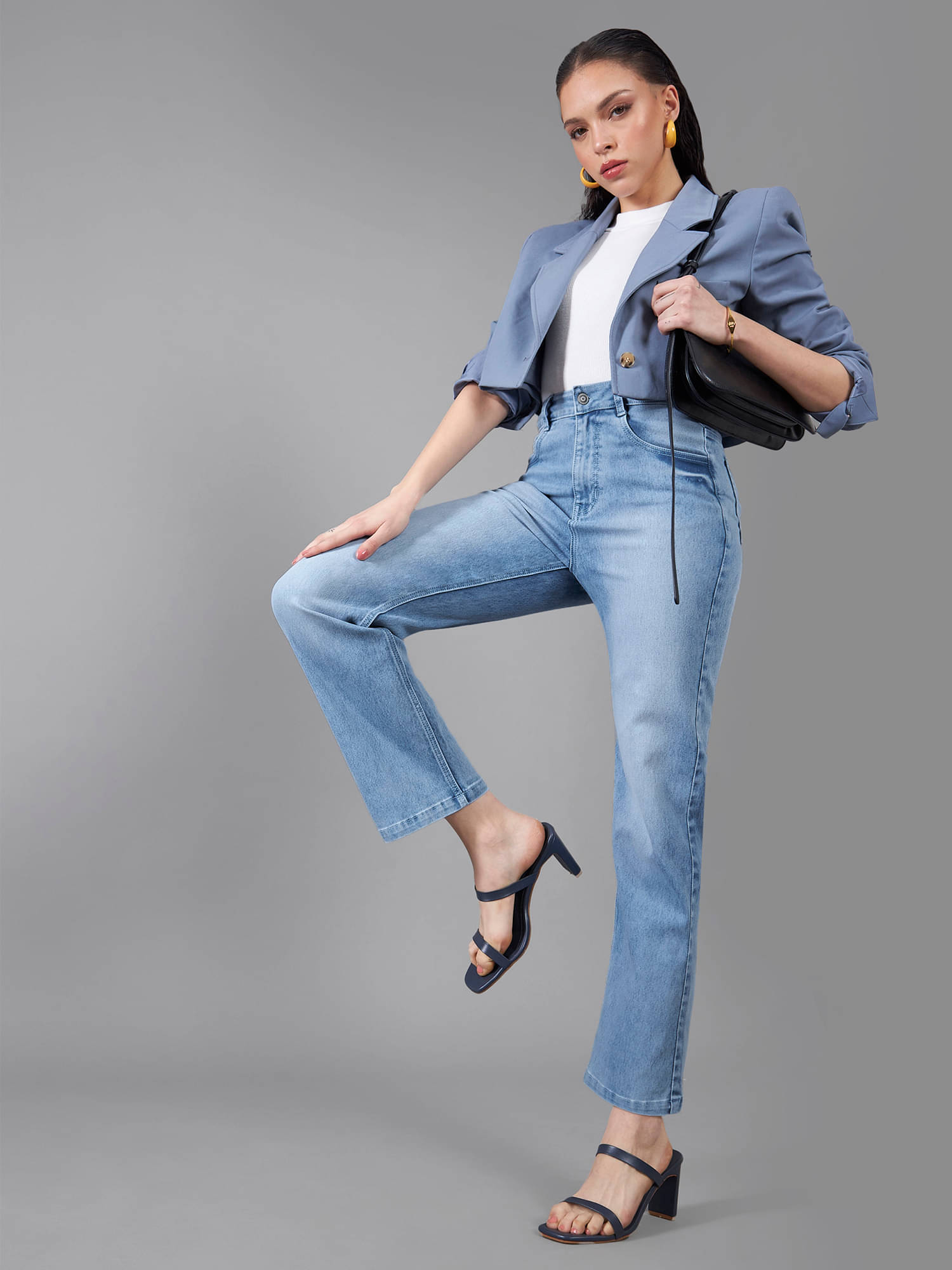     			Dolce Crudo Women's Wide Leg High-Rise Jeans ( Blue )