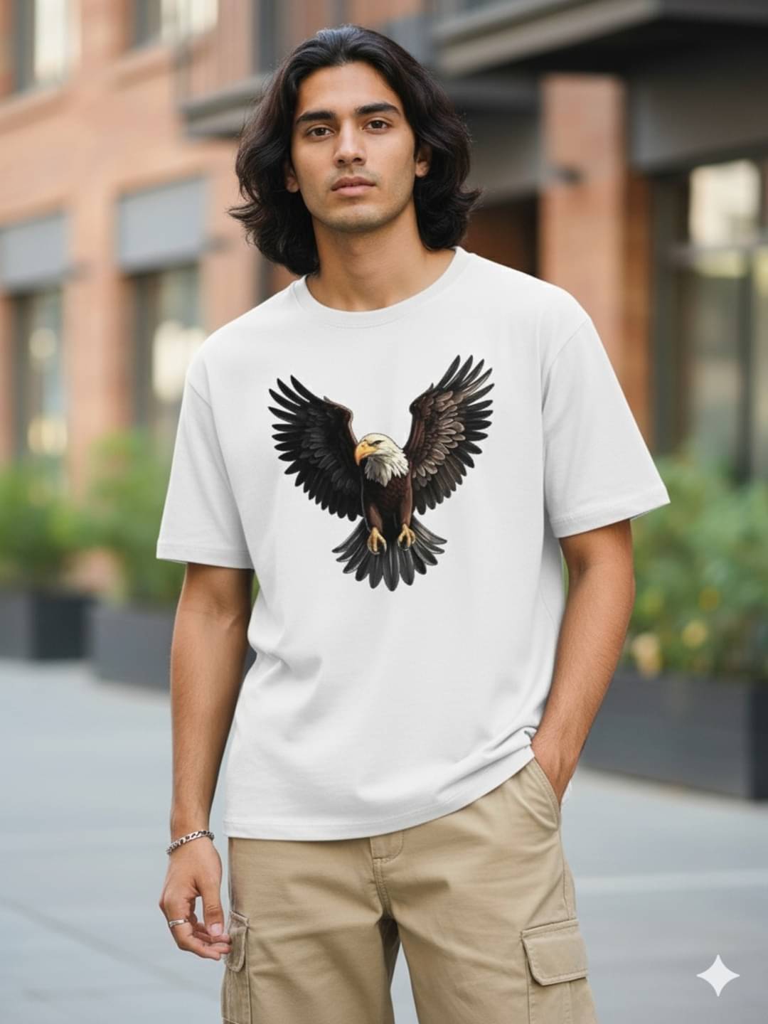ELBATROSS Men Cotton Blend Oversized Fit Printed T-Shirt ( White ) ELBATROSS Men Cotton Blend Oversized Fit Printed T-Shirt ( White )
