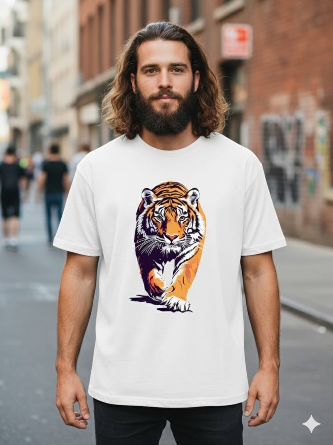     			ELBATROSS Men Cotton Blend Oversized Fit Printed T-Shirt ( White )