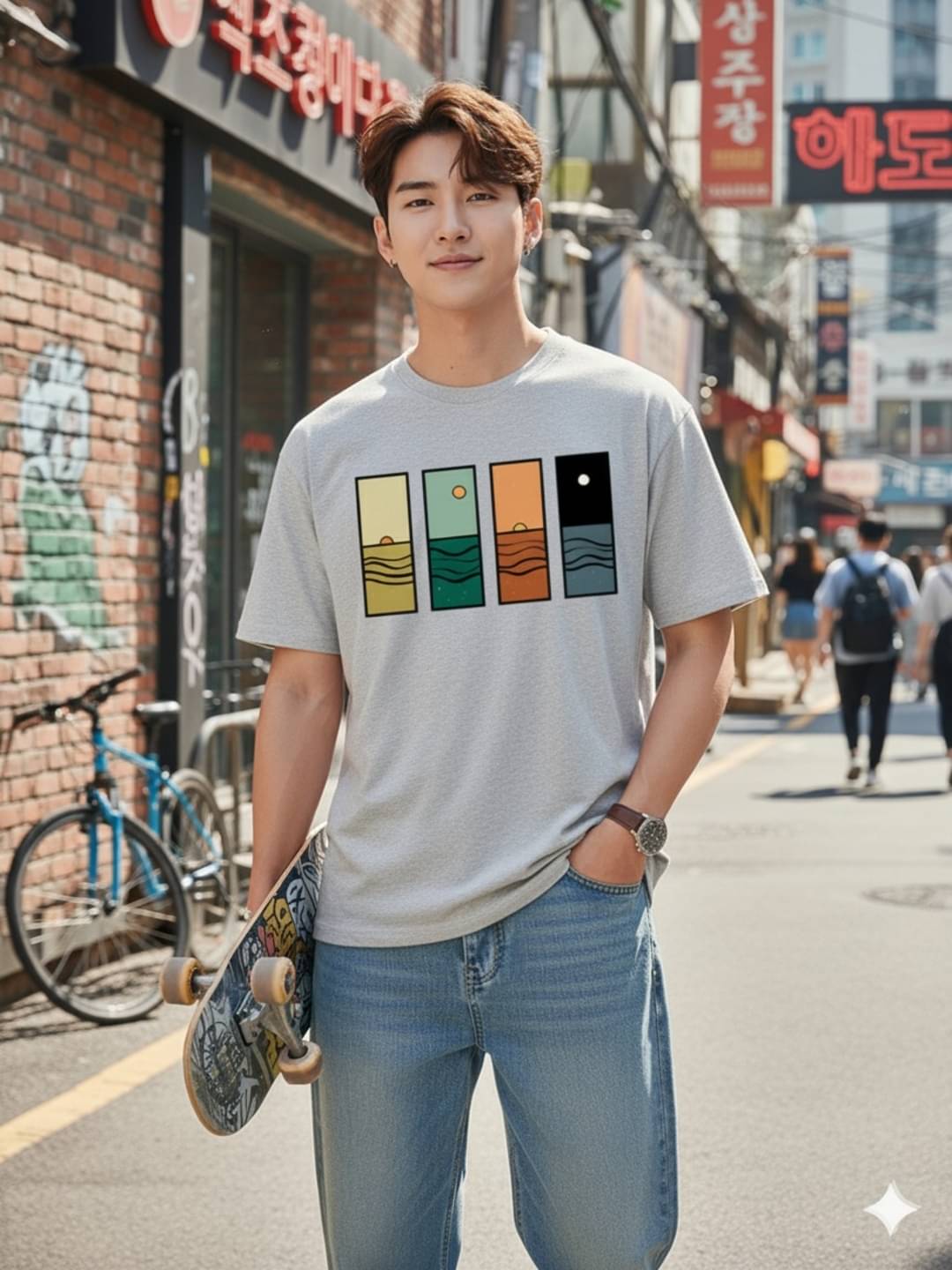 ELBATROSS Men Cotton Blend Oversized Fit Printed T-Shirt ( Grey )     			ELBATROSS Men Cotton Blend Oversized Fit Printed T-Shirt ( Grey )