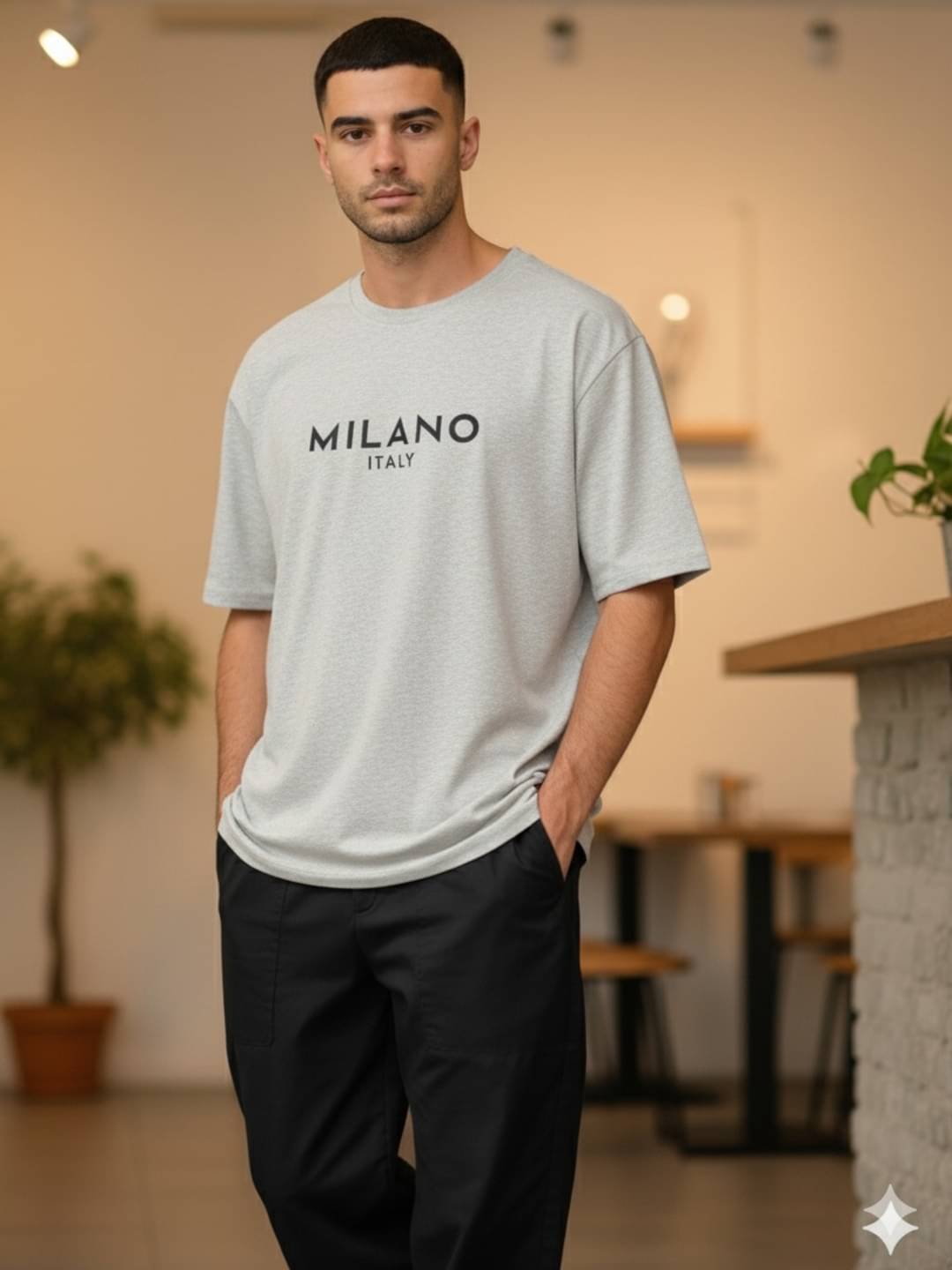     			ELBATROSS Men Cotton Blend Oversized Fit Printed T-Shirt ( Grey )