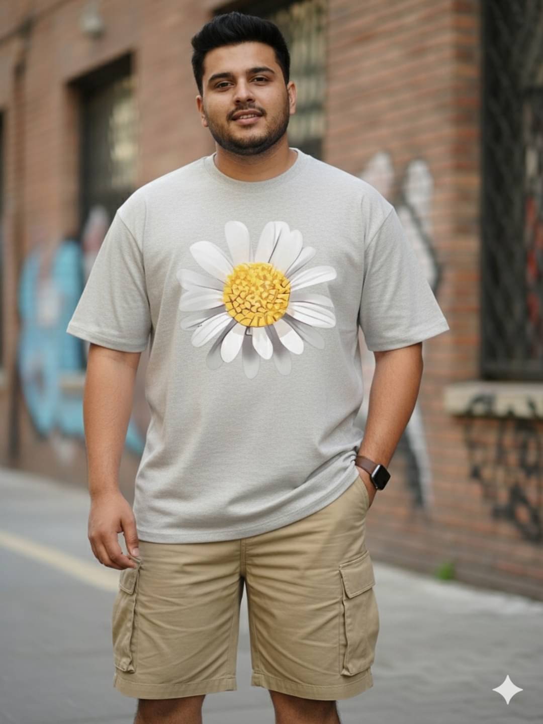 ELBATROSS Men Cotton Blend Oversized Fit Printed T-Shirt ( Grey ) ELBATROSS Men Cotton Blend Oversized Fit Printed T-Shirt ( Grey )