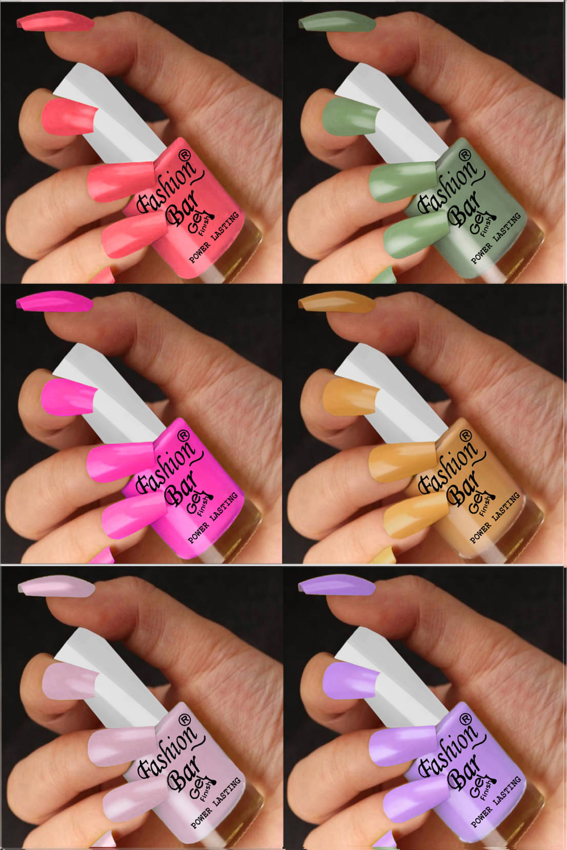     			Fashion Bar Multi Nail Polish 36 ( Pack of 6 )