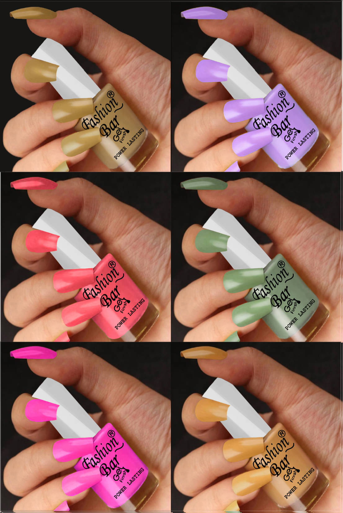     			Fashion Bar Multi Nail Polish 36 ( Pack of 6 )