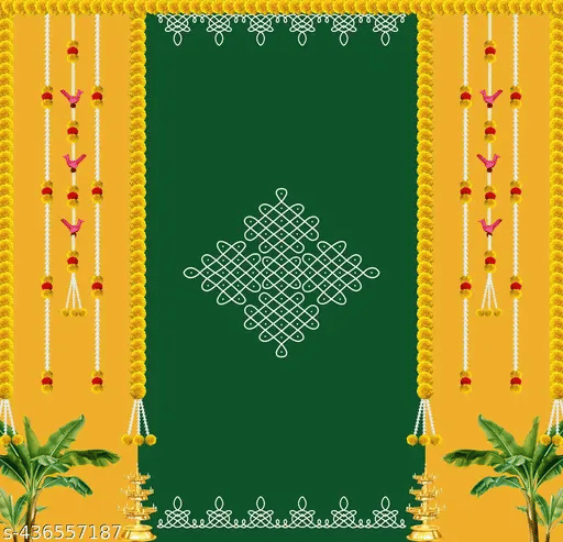     			Festive Backdrop Decorative Curtain Cloth For katha Pooja decoration wedding haldi  (7x5 ft)