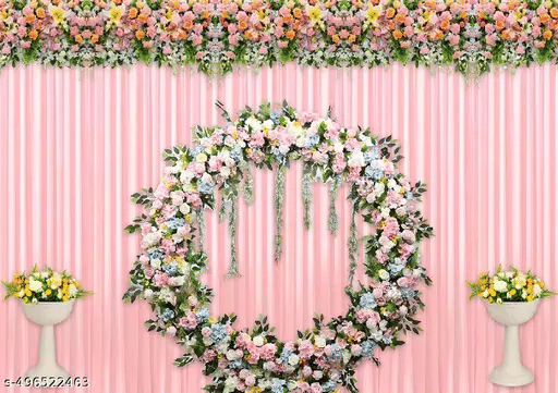 Festive Backdrop Decorative Curtain Cloth For katha Pooja decoration wedding haldi (5x5 ft) Festive Backdrop Decorative Curtain Cloth For katha Pooja decoration wedding haldi (5x5 ft)