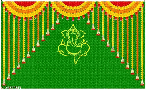     			Festive Backdrop Decorative Curtain Cloth For katha Pooja  Ganesh Chaturthi   (5x5 ft)