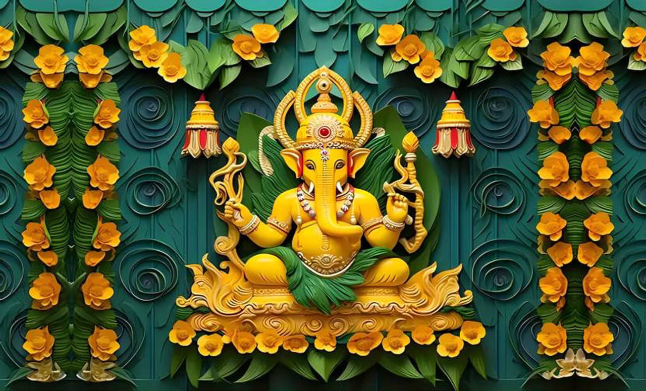     			Festive Backdrop Decorative Curtain Cloth For decoration wedding Subh Annaprasan  (5x5 ft)