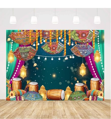     			Festive Backdrop Decorative Curtain For Diwali Laxmi Ganesh Pooja Festival Backdrop Cloth  (5x5 ft)
