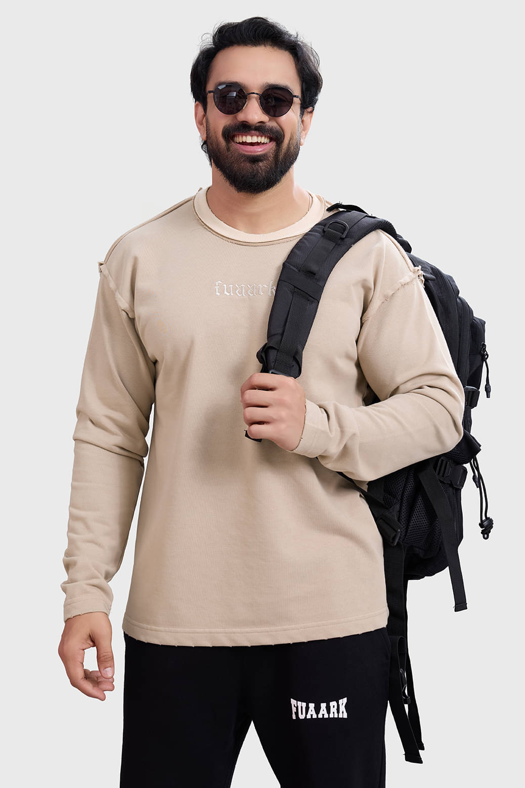 Fuaark Polyester Round Neck Men's Sweatshirt - Beige ( Pack of 1 ) Fuaark Polyester Round Neck Men's Sweatshirt - Beige ( Pack of 1 )