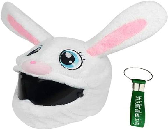 HELLOBEAR Bunny Motorcycle Helmet Cover With Keychain for Bike Riders gift - 42 cm (White) HELLOBEAR Bunny Motorcycle Helmet Cover With Keychain for Bike Riders gift - 42 cm (White)