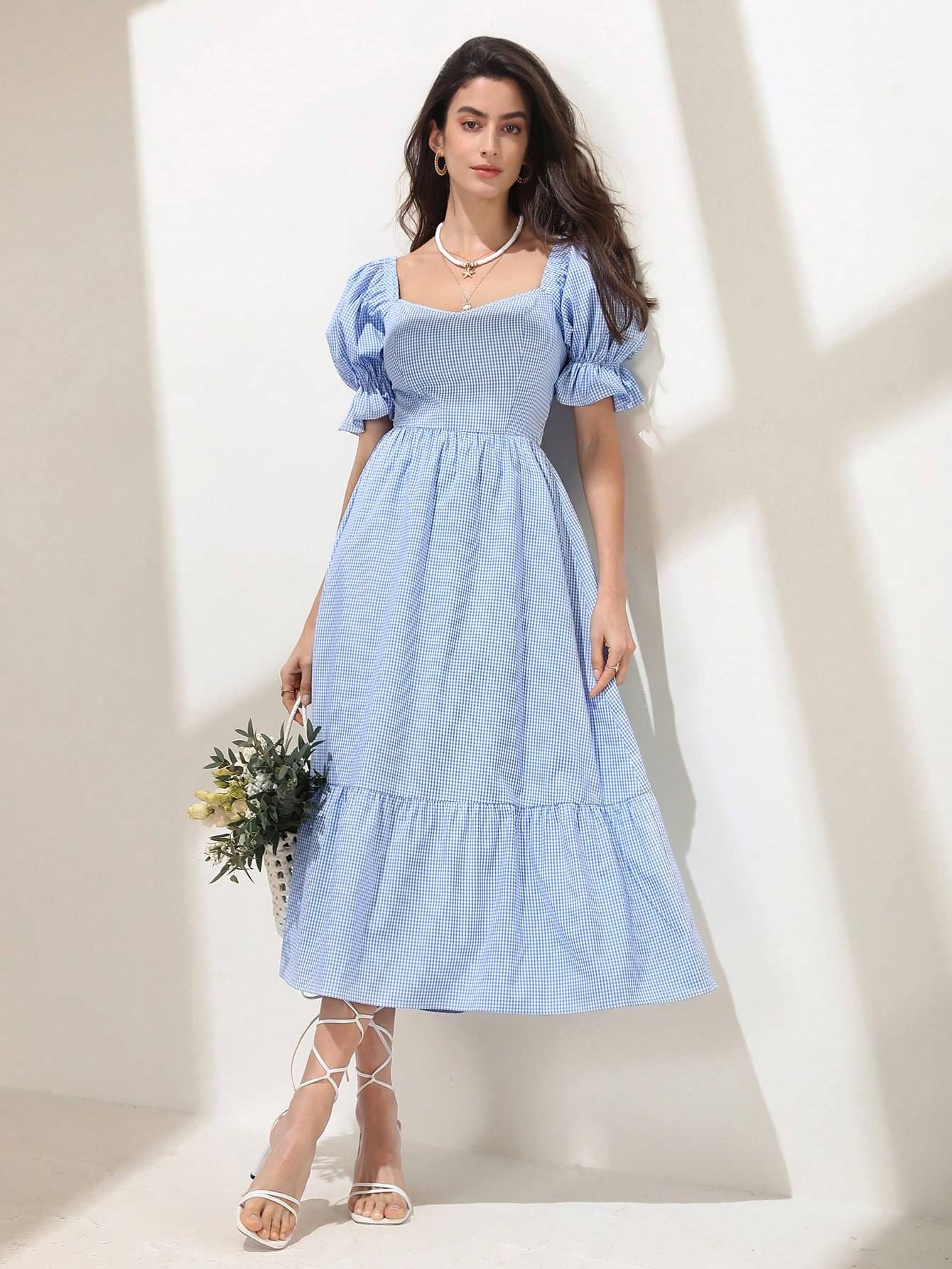 Honky Tonky Women Crepe Checks Fit & Flare Dress ( Blue ) Honky Tonky Women Crepe Checks Fit & Flare Dress ( Blue )