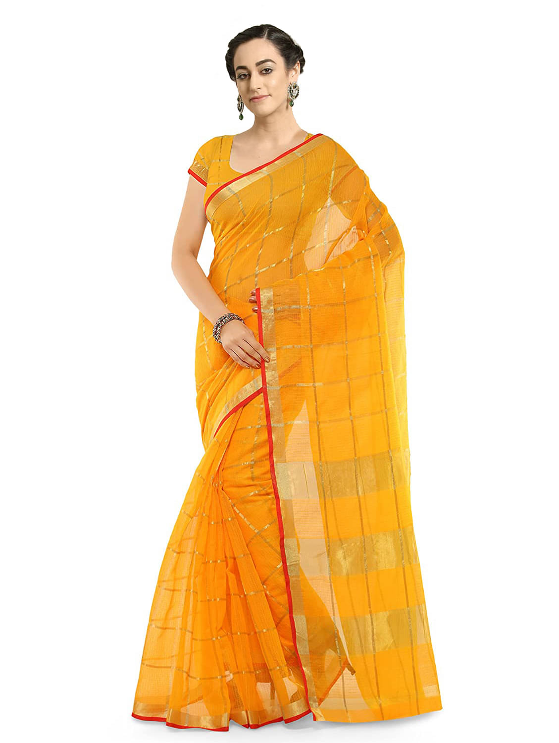 Jagdamba Fashions Cotton Woven Regular Saree With Unstitched Blouse Piece ( Gold ) Jagdamba Fashions Cotton Woven Regular Saree With Unstitched Blouse Piece ( Gold )