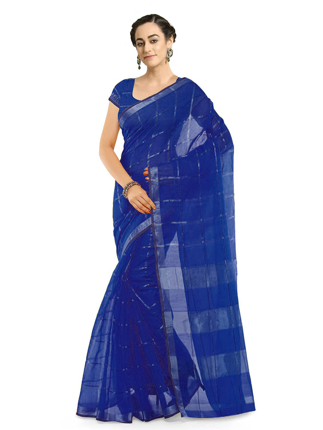 Jagdamba Fashions Cotton Woven Regular Saree With Unstitched Blouse Piece ( Navy Blue ) Jagdamba Fashions Cotton Woven Regular Saree With Unstitched Blouse Piece ( Navy Blue )