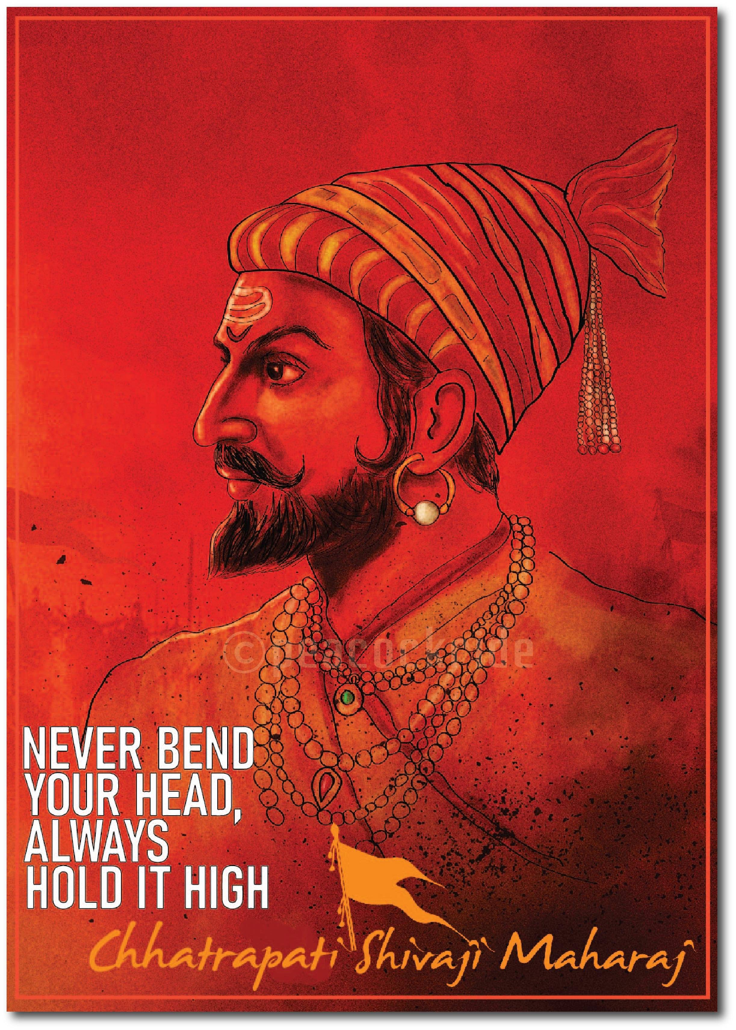     			Jai Shivaji Maharaj I Never Bend Your Head I Quote I Wall Poste