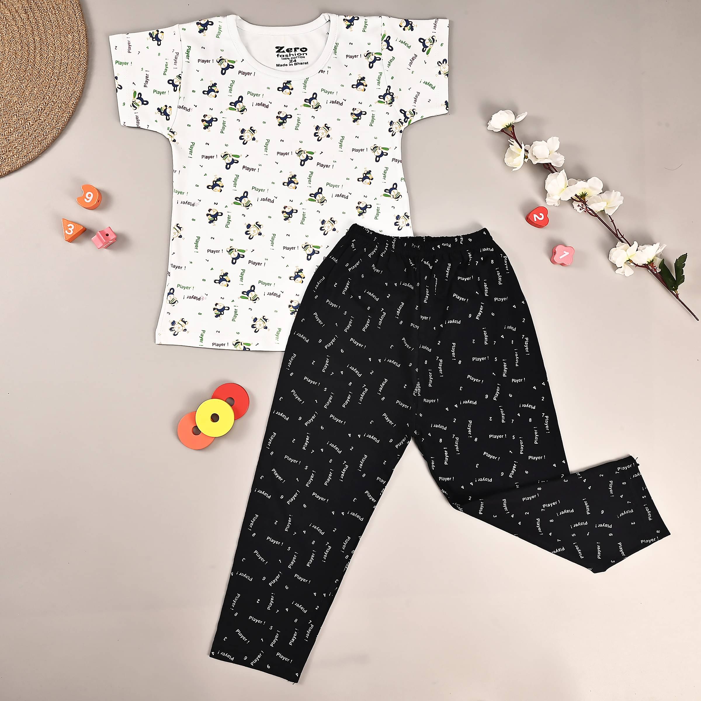     			KJD Pack of 1 Baby Girls Cotton Blend T-shirts & Palazzo ( White )