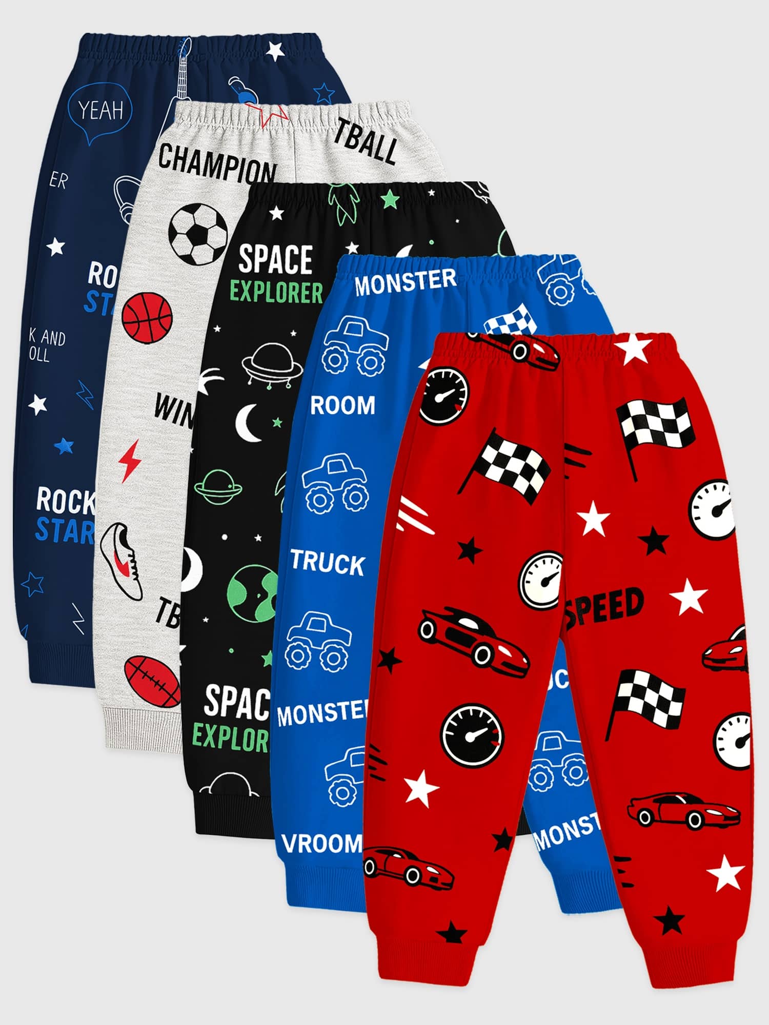 Kuchipoo Pack of 5 Boys Cotton Blend Trackpant ( Multicolor 6 ) - Track Pants | Buy online on ZillyBuy