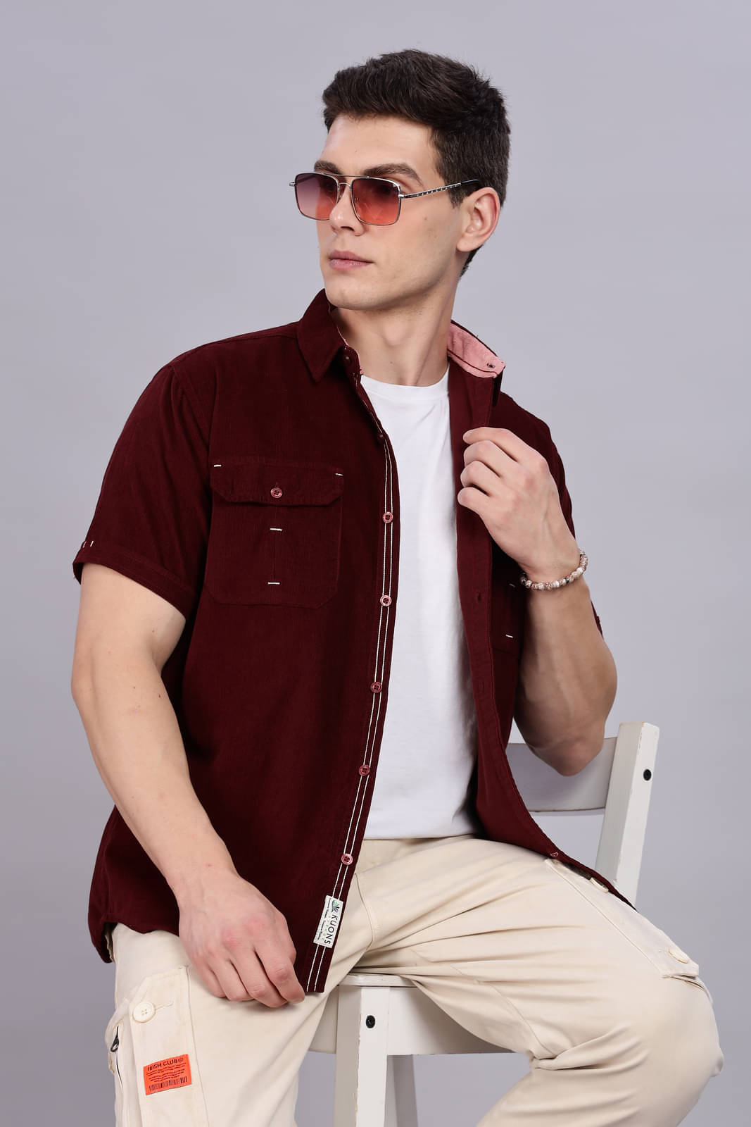 Kuons Avenue Corduroy Regular Fit Solids Half Sleeves Men's Casual Shirt - Red ( Pack of 1 ) Kuons Avenue Corduroy Regular Fit Solids Half Sleeves Men's Casual Shirt - Red ( Pack of 1 )