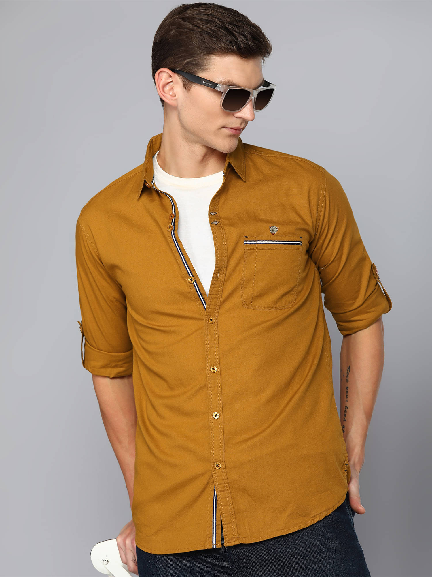 Kuons Avenue Linen Regular Fit Solids Full Sleeves Men's Casual Shirt - Yellow ( Pack of 1 ) Kuons Avenue Linen Regular Fit Solids Full Sleeves Men's Casual Shirt - Yellow ( Pack of 1 )