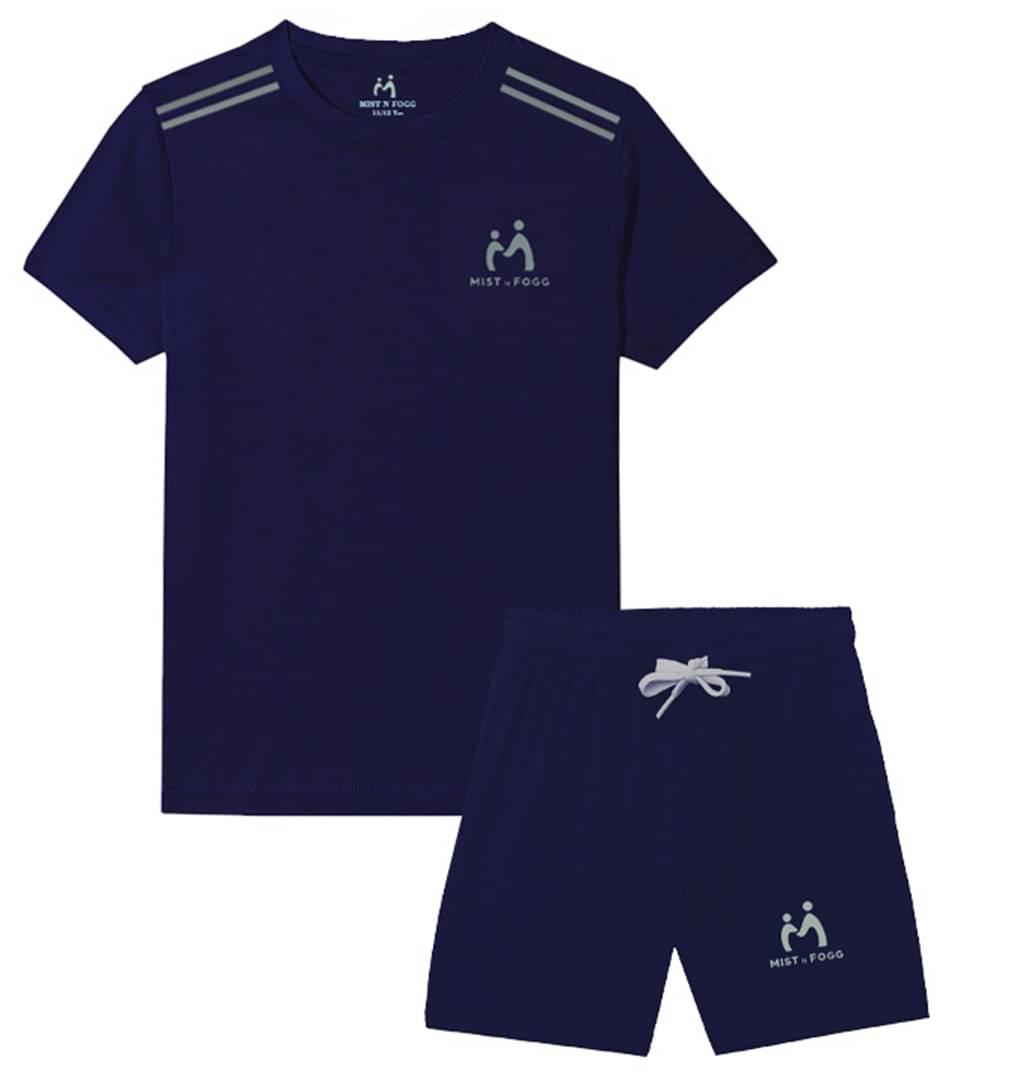     			MIST N FOGG Pack of 1 Unisex Polyester T-Shirt & Shorts Set ( Navy )