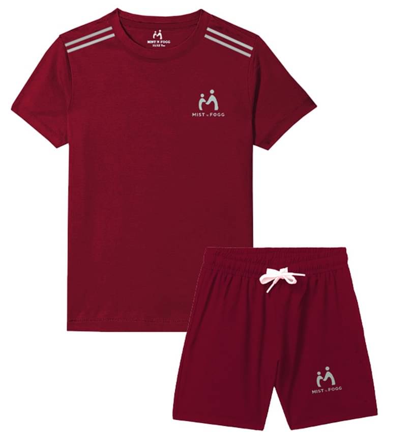     			MIST N FOGG Pack of 1 Unisex Polyester T-Shirt & Shorts Set ( Maroon )