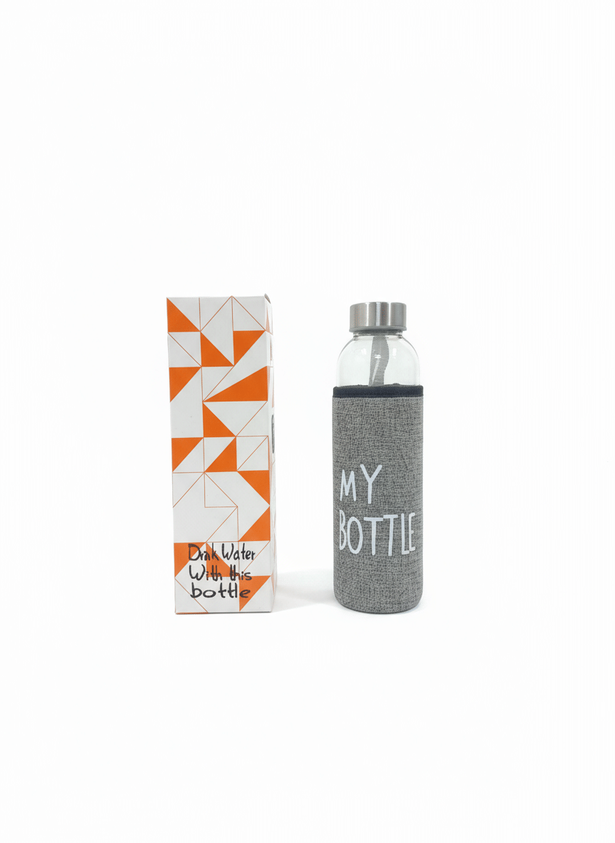    			NilantiX Grey Glass Water Bottle 400 mL ( Set of 1 )