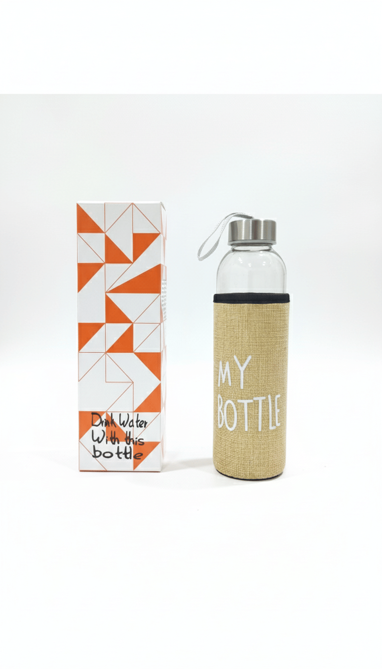     			NilantiX Yellow Glass Water Bottle 400 mL ( Set of 1 )