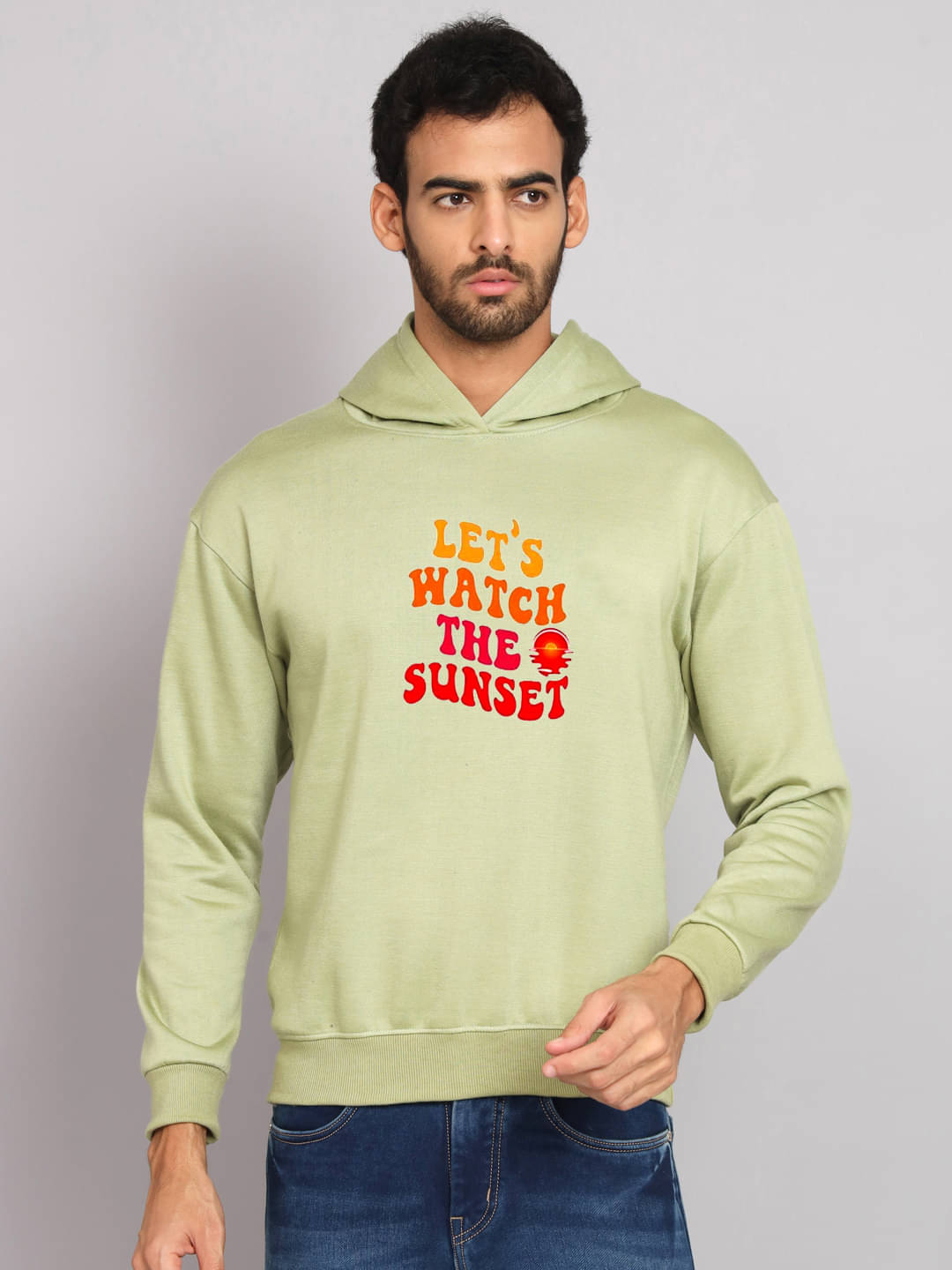     			OBAAN Fleece Hooded Men's Sweatshirt - Sea Green ( Pack of 1 )