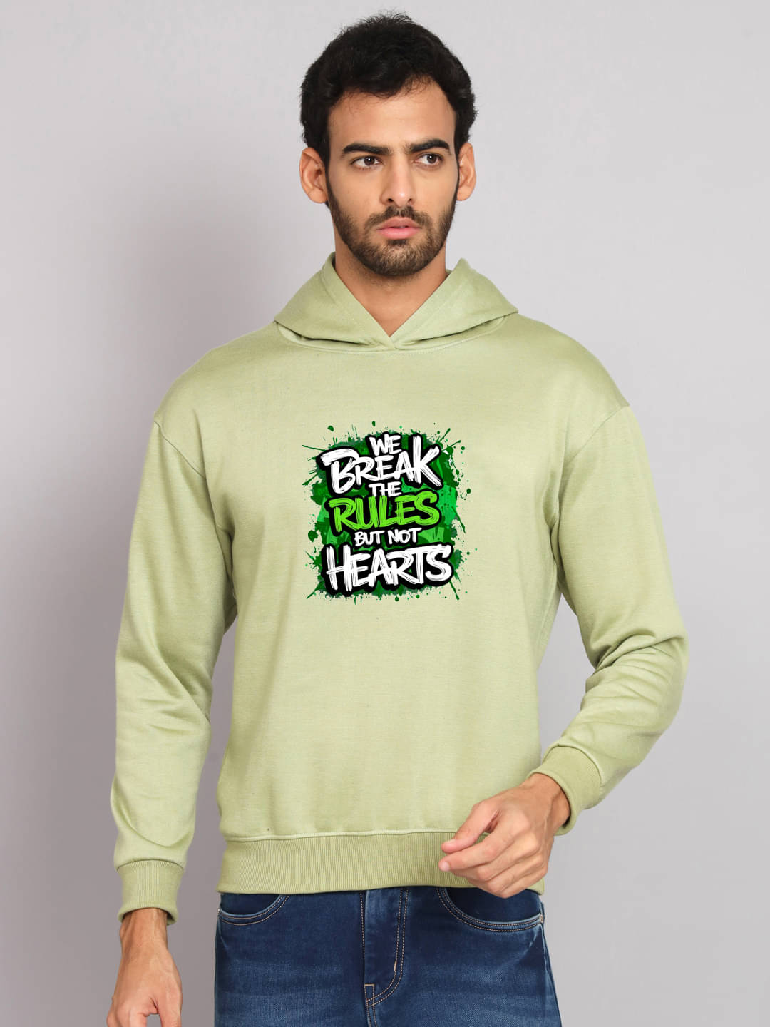     			OBAAN Fleece Hooded Men's Sweatshirt - Sea Green ( Pack of 1 )