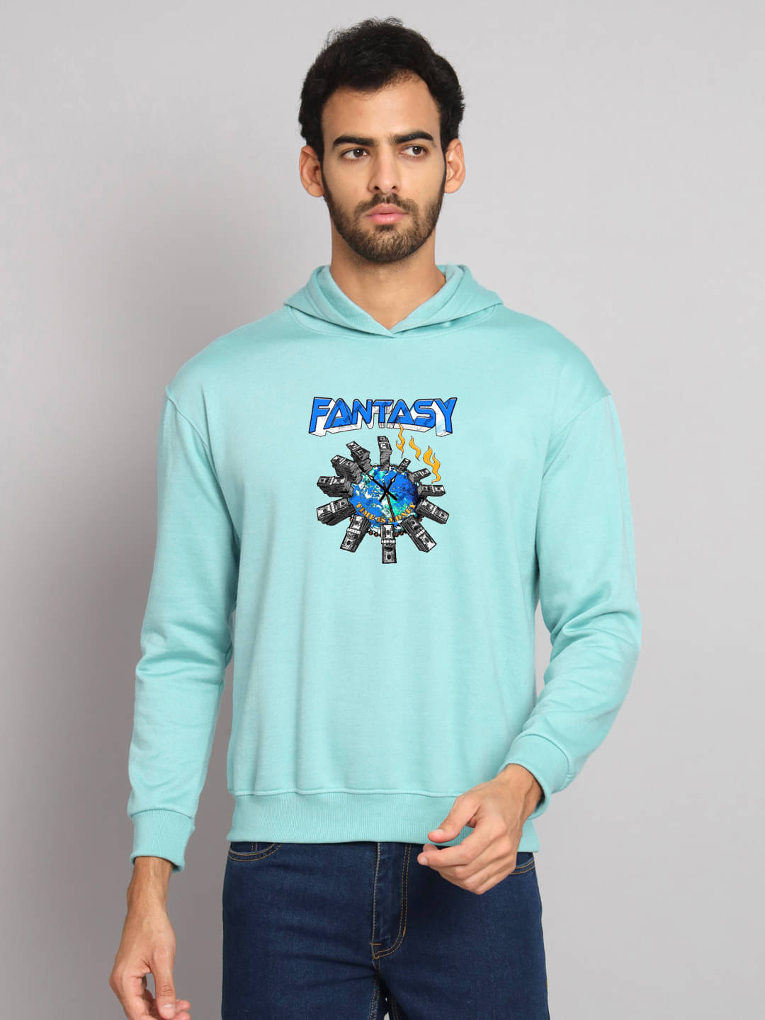 OBAAN Fleece Hooded Men's Sweatshirt - Light Blue ( Pack of 1 ) OBAAN Fleece Hooded Men's Sweatshirt - Light Blue ( Pack of 1 )