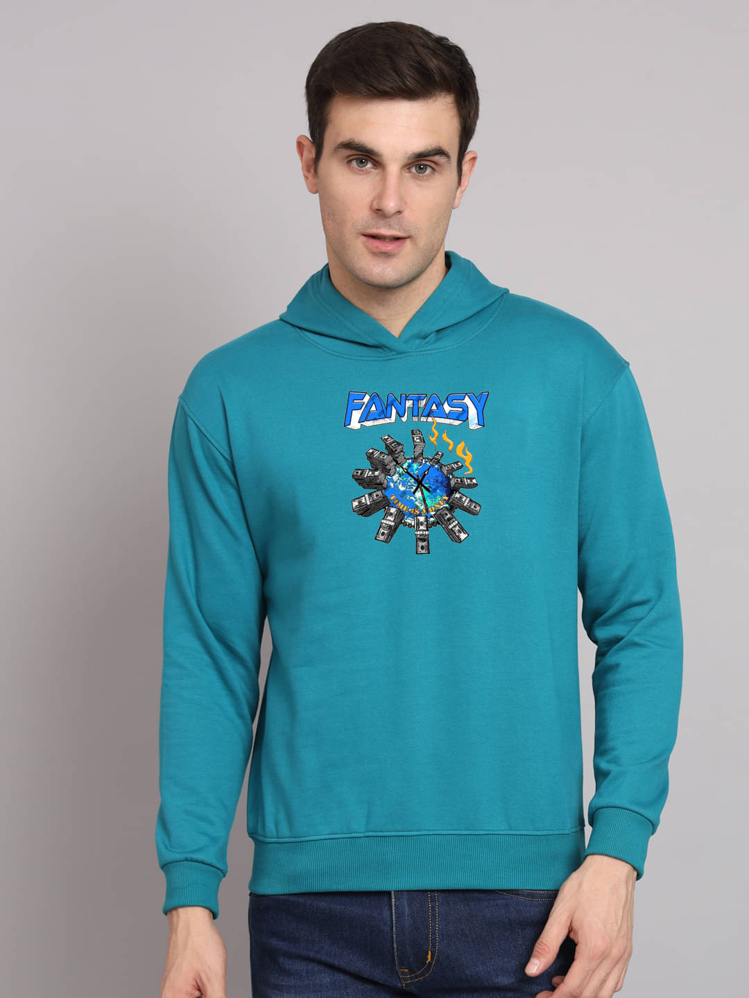 OBAAN Fleece Hooded Men's Sweatshirt - Teal ( Pack of 1 ) OBAAN Fleece Hooded Men's Sweatshirt - Teal ( Pack of 1 )