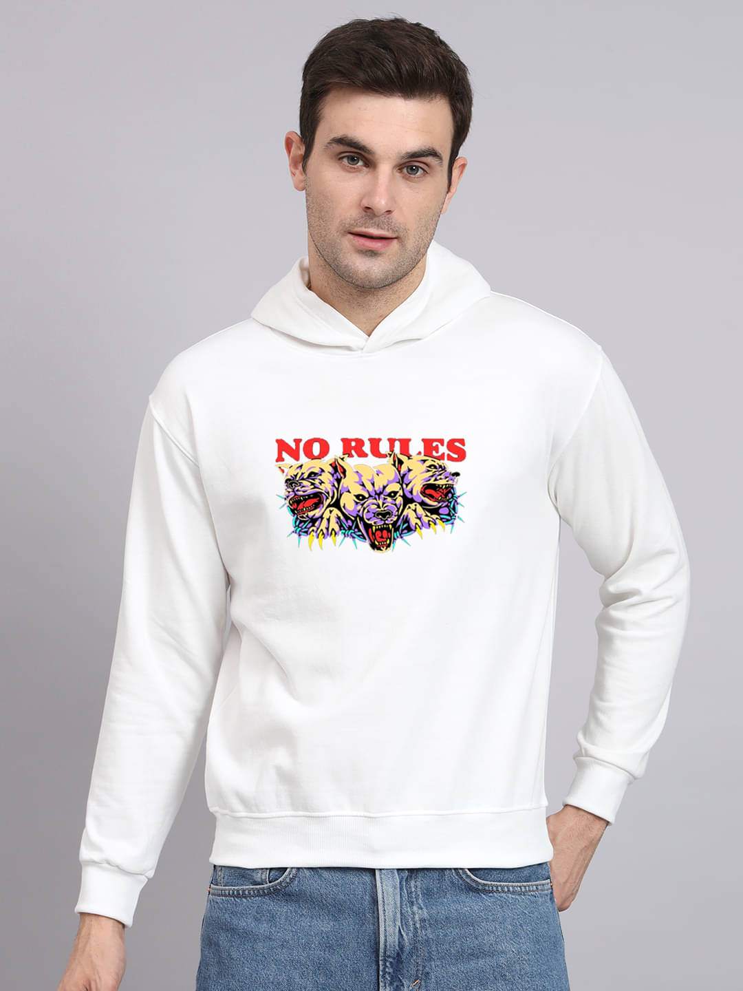 OBAAN Fleece Hooded Men's Sweatshirt - White ( Pack of 1 ) OBAAN Fleece Hooded Men's Sweatshirt - White ( Pack of 1 )
