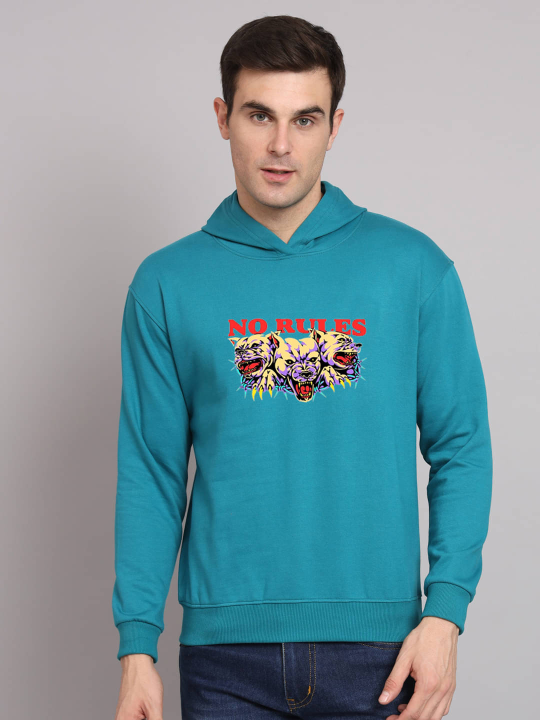     			OBAAN Fleece Hooded Men's Sweatshirt - Teal ( Pack of 1 )