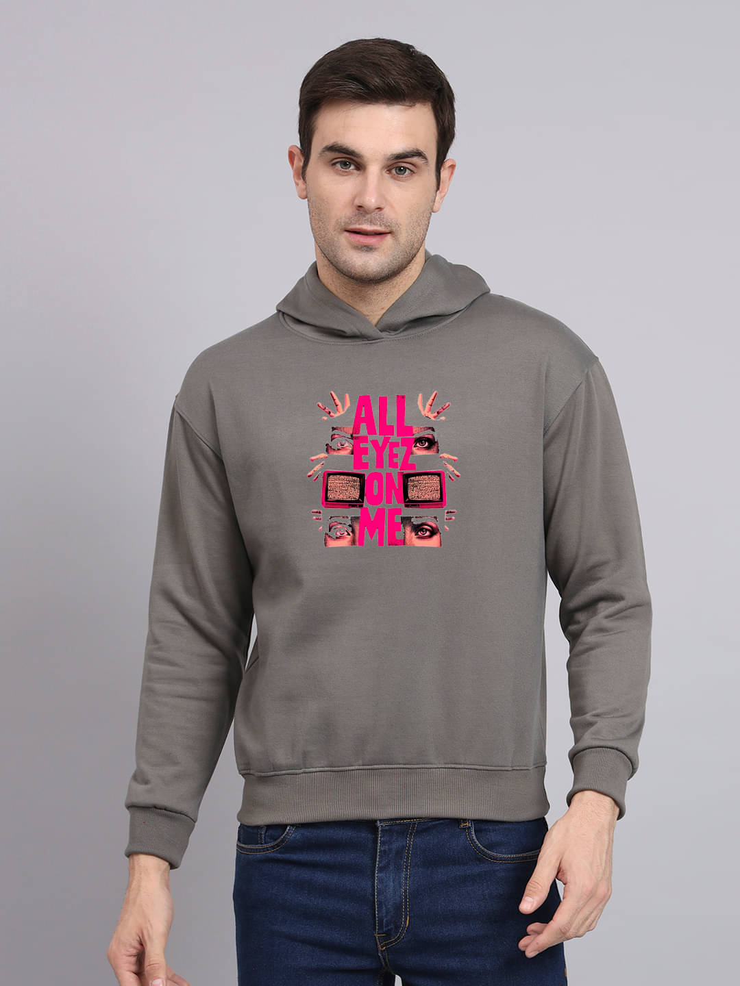OBAAN Fleece Hooded Men's Sweatshirt - Dark Grey ( Pack of 1 ) OBAAN Fleece Hooded Men's Sweatshirt - Dark Grey ( Pack of 1 )