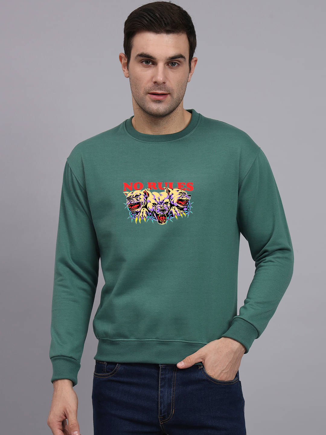 OBAAN Fleece Round Neck Men's Sweatshirt - Green ( Pack of 1 ) OBAAN Fleece Round Neck Men's Sweatshirt - Green ( Pack of 1 )