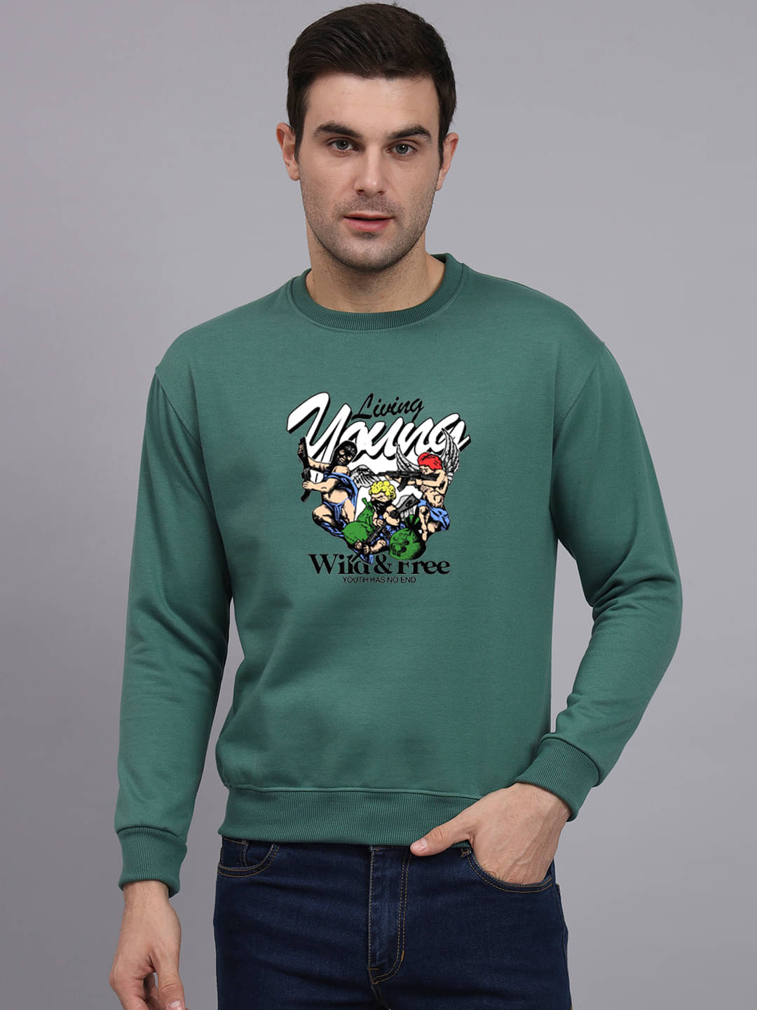 OBAAN Fleece Round Neck Men's Sweatshirt - Green ( Pack of 1 ) OBAAN Fleece Round Neck Men's Sweatshirt - Green ( Pack of 1 )