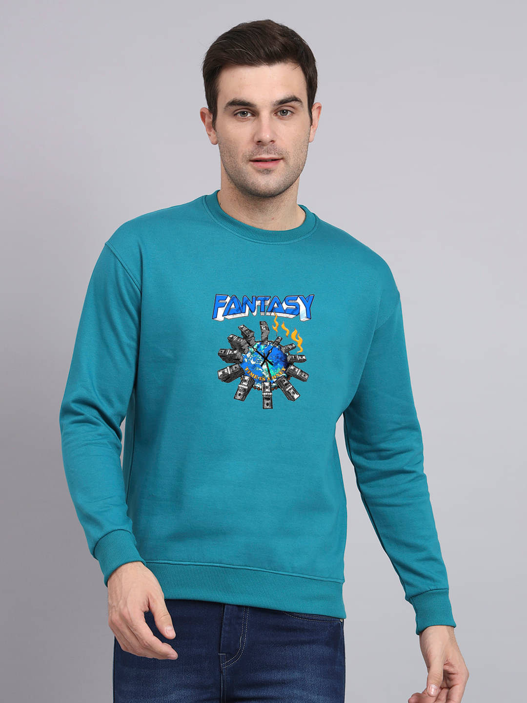 OBAAN Fleece Round Neck Men's Sweatshirt - Teal ( Pack of 1 ) OBAAN Fleece Round Neck Men's Sweatshirt - Teal ( Pack of 1 )
