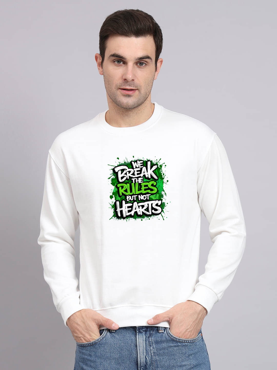     			OBAAN Fleece Round Neck Men's Sweatshirt - White ( Pack of 1 )