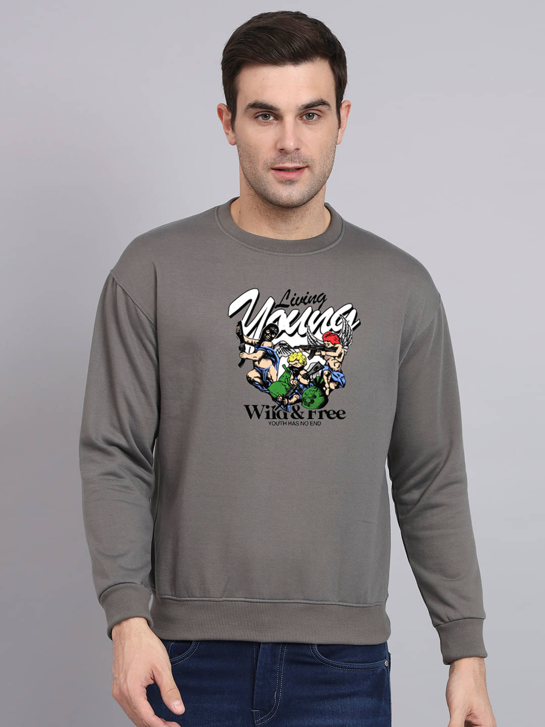 OBAAN Fleece Round Neck Men's Sweatshirt - Dark Grey ( Pack of 1 ) OBAAN Fleece Round Neck Men's Sweatshirt - Dark Grey ( Pack of 1 )