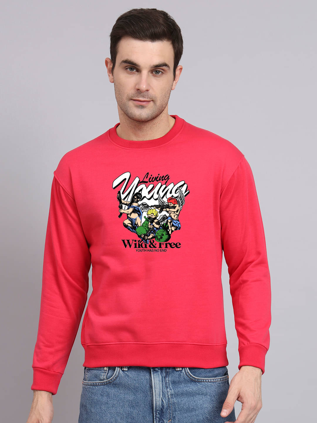 OBAAN Fleece Round Neck Men's Sweatshirt - Peach ( Pack of 1 ) OBAAN Fleece Round Neck Men's Sweatshirt - Peach ( Pack of 1 )