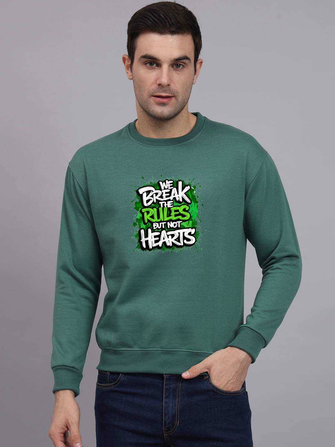 OBAAN Fleece Round Neck Men's Sweatshirt - Green ( Pack of 1 ) OBAAN Fleece Round Neck Men's Sweatshirt - Green ( Pack of 1 )