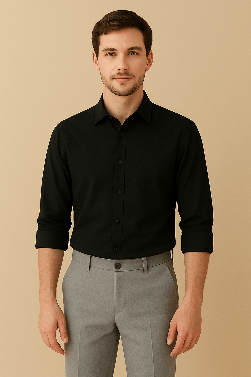     			Panchvati Enterprise Cotton Blend Regular Fit Self Design Full Sleeves Men's Casual Shirt - Black ( Pack of 1 )