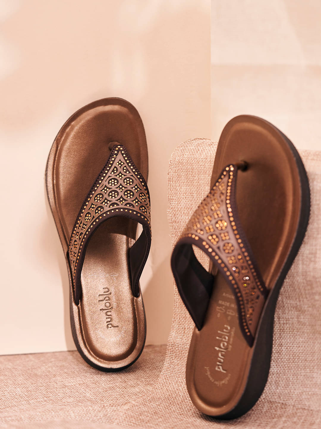     			Puntoblu Brown Women's Thong Flip Flop