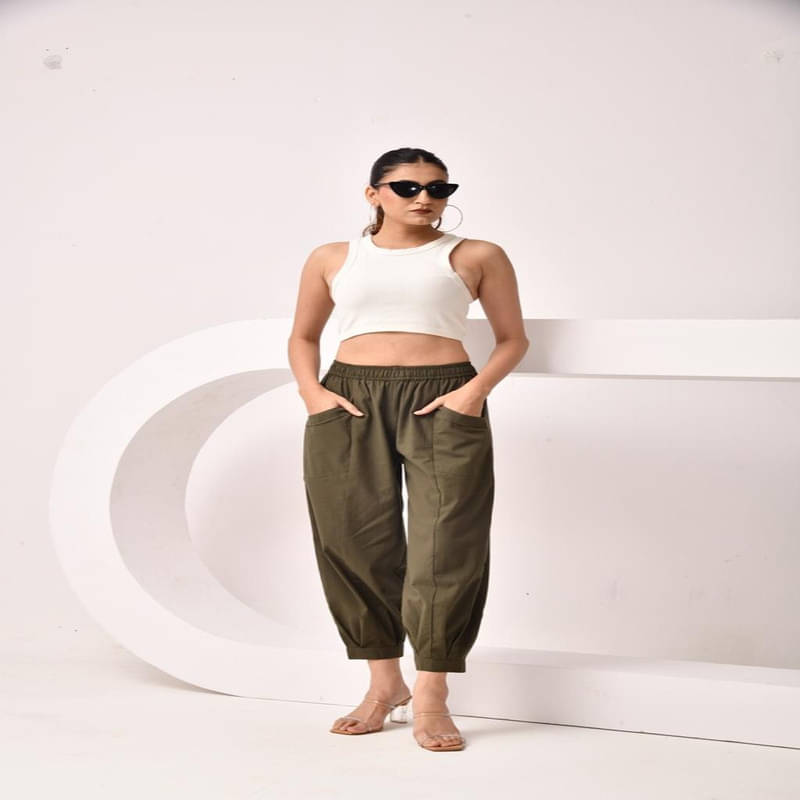     			SIDDHO HUM Women Cotton Wide Leg Trousers ( Mint Green )