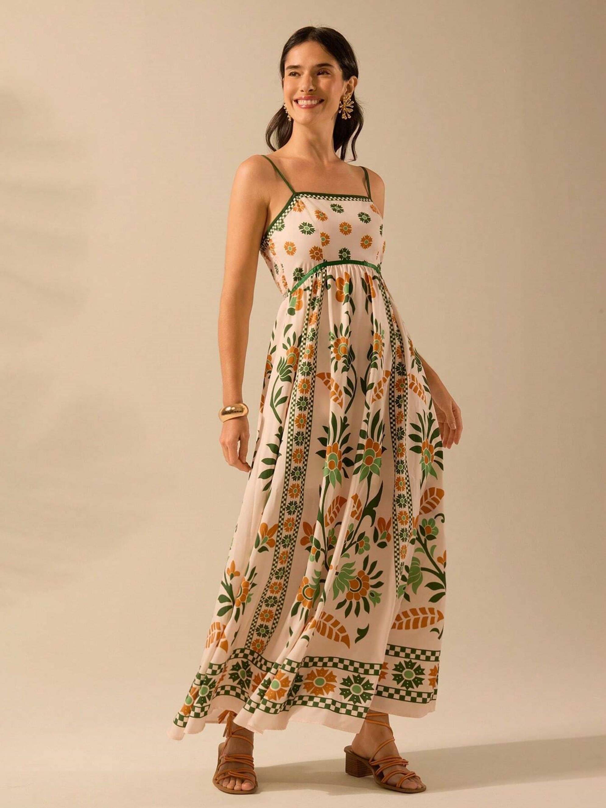     			Sheetal associates Women Polyester Printed Fit & Flare Dress ( Green )