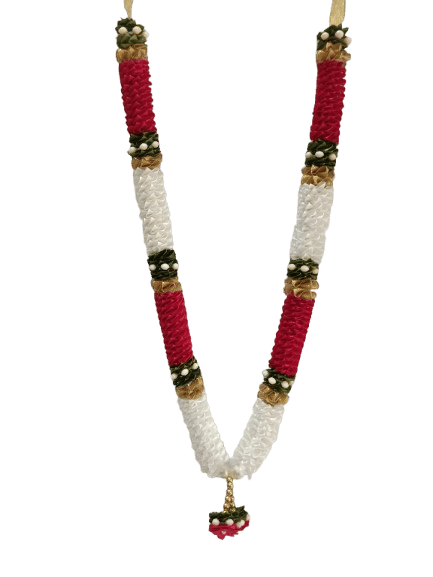 Sri Sainath Enterprises RED with White Flowers and Green Flowers with Jasmine Flowers Garland .Length -16 iINC     			Sri Sainath Enterprises RED with White Flowers and Green Flowers with Jasmine Flowers Garland .Length -16 iINC