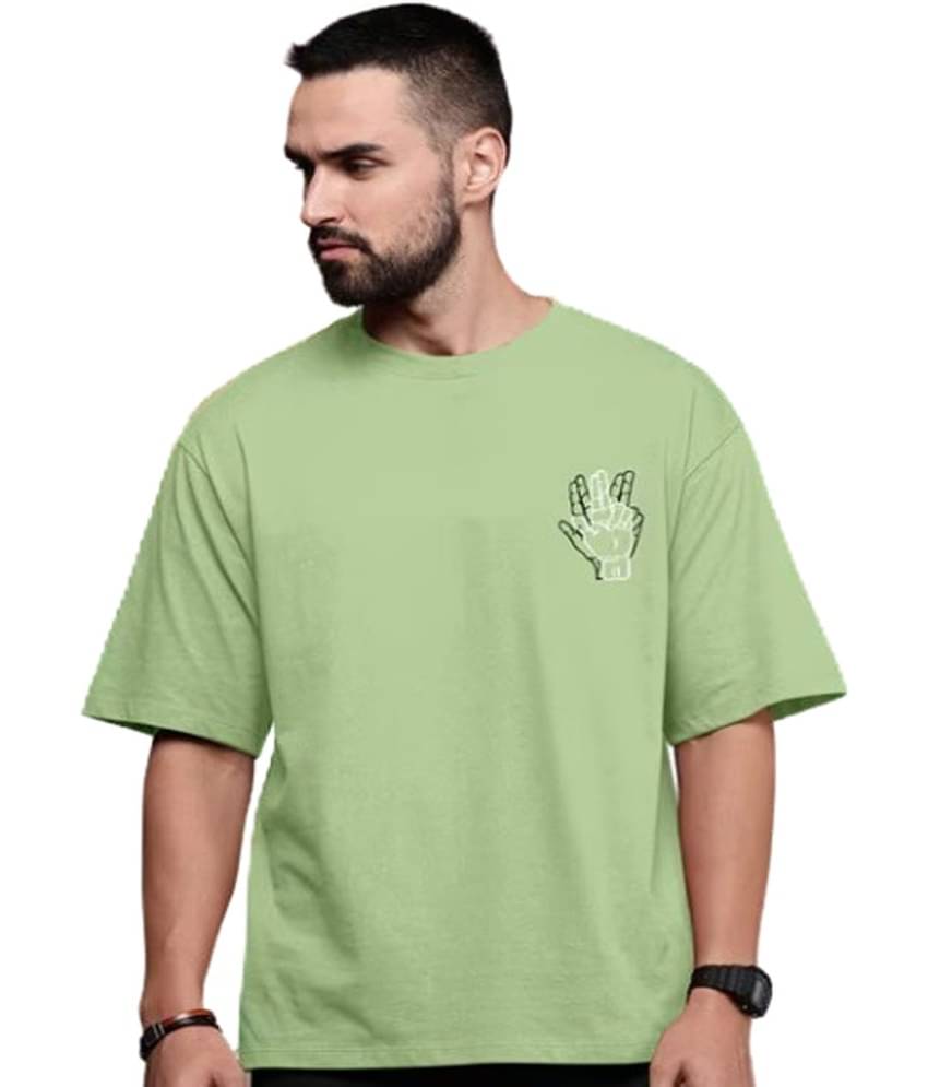 Stelino Men Cotton Blend Oversized Fit Printed T-Shirt ( Mint Green ) Stelino Men Cotton Blend Oversized Fit Printed T-Shirt ( Mint Green )